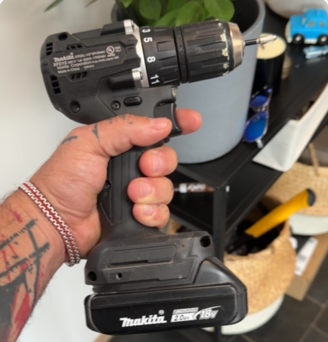 Phone photo of a cordless drill